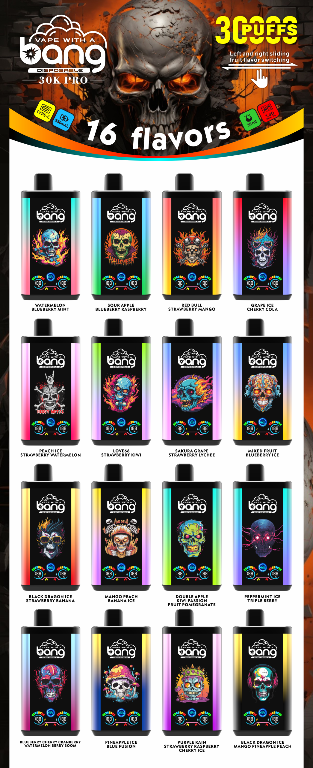 Bang 30K Pro 30000 Puffs Dual Flavors List