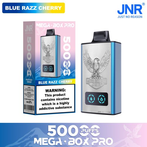 JNR Mega Box Pro 50000 Puffs BLUE RAZZ CHERRY JNR Mega Box Pro 50000 Puffs BLUE RAZZ CHERRY