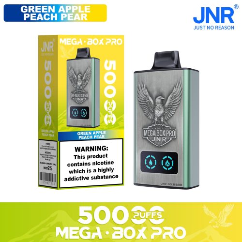 JNR Mega Box Pro 50000 Puffs GREEN APPLE PEACH PEAR JNR Mega Box Pro 50000 Puffs GREEN APPLE PEACH PEAR
