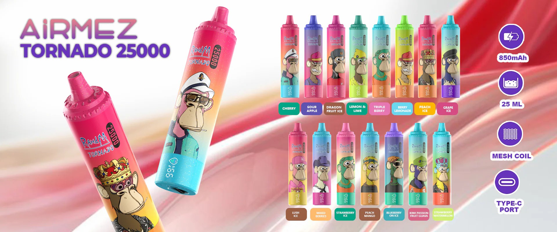 Airmez RandM Tornado 25000 Puffs Banner