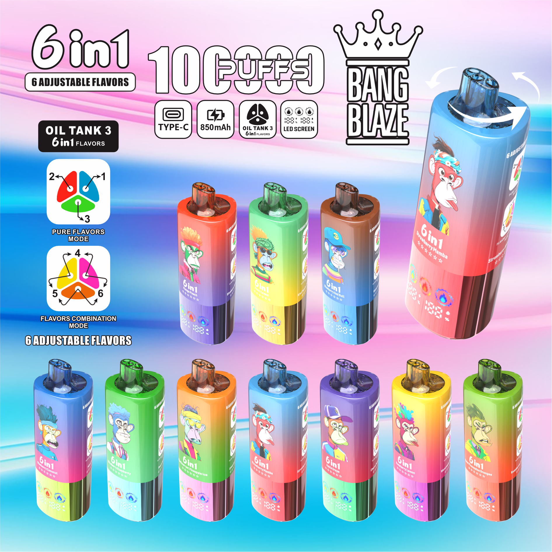 Bang Blaze 6 in 1 100000 Puffs 01 Bang Blaze 6 in 1 100000 Puffs 01