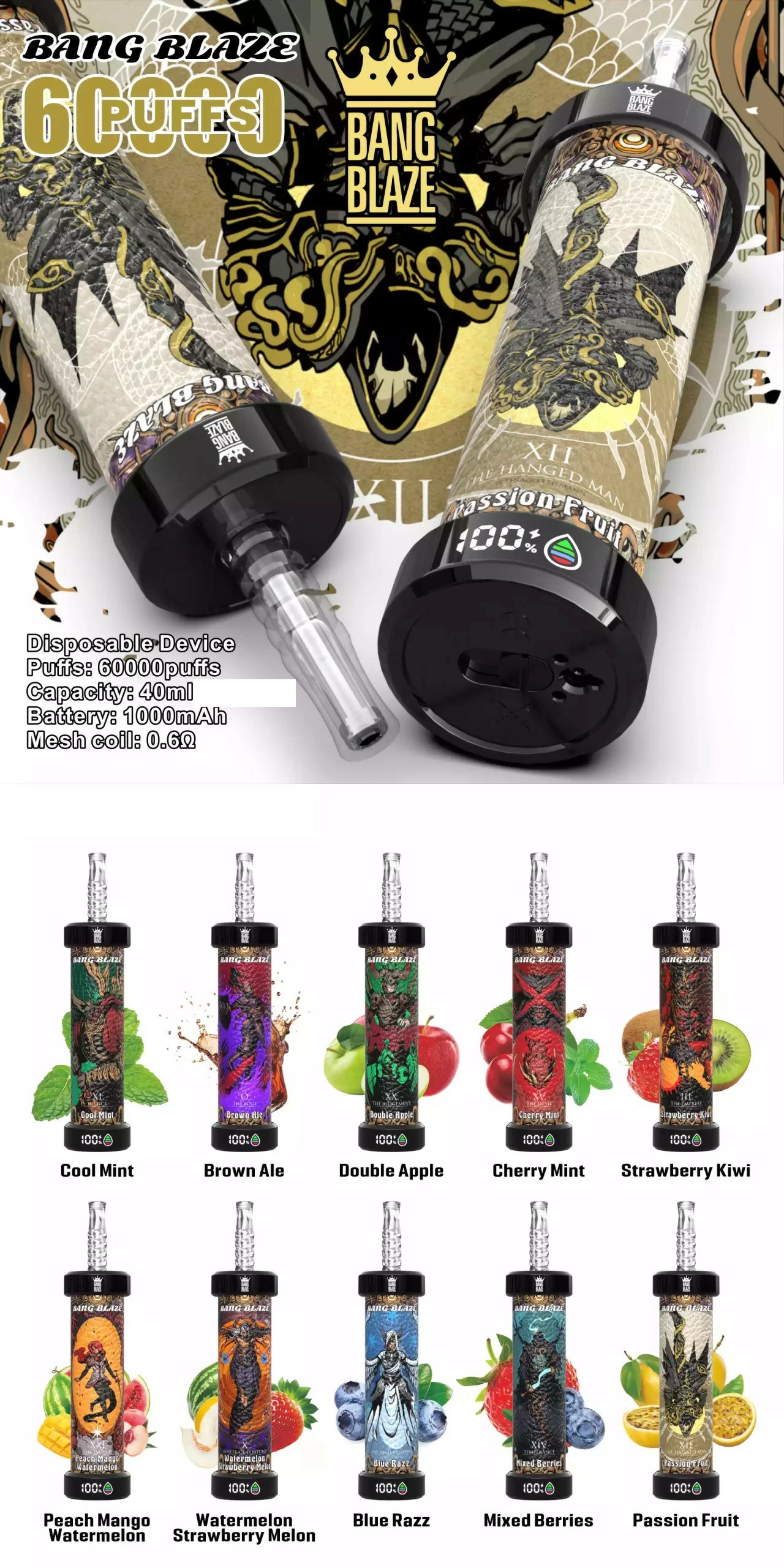 Bang Blaze Shisha 60000 Puffs Flavors