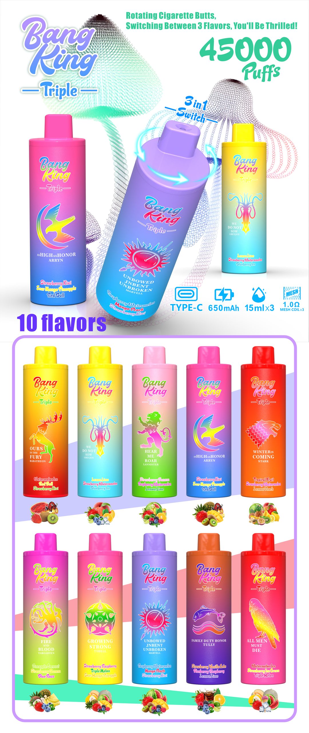 Bang King Triple 45000 Puffs Triple Flavors