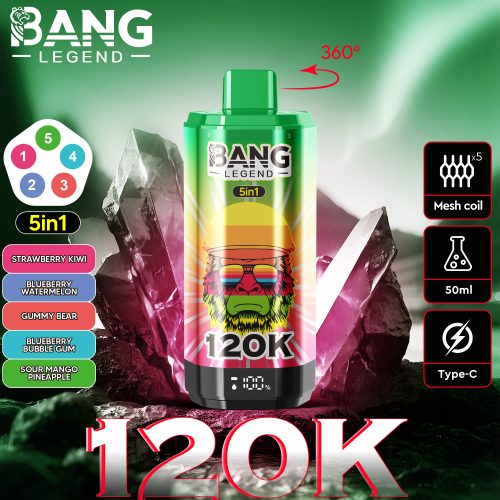 Bang Legend 120000 Puffs strawberry kiwi blueberry watermelon gummy bear blueberry bubble gum sour mango pineapple