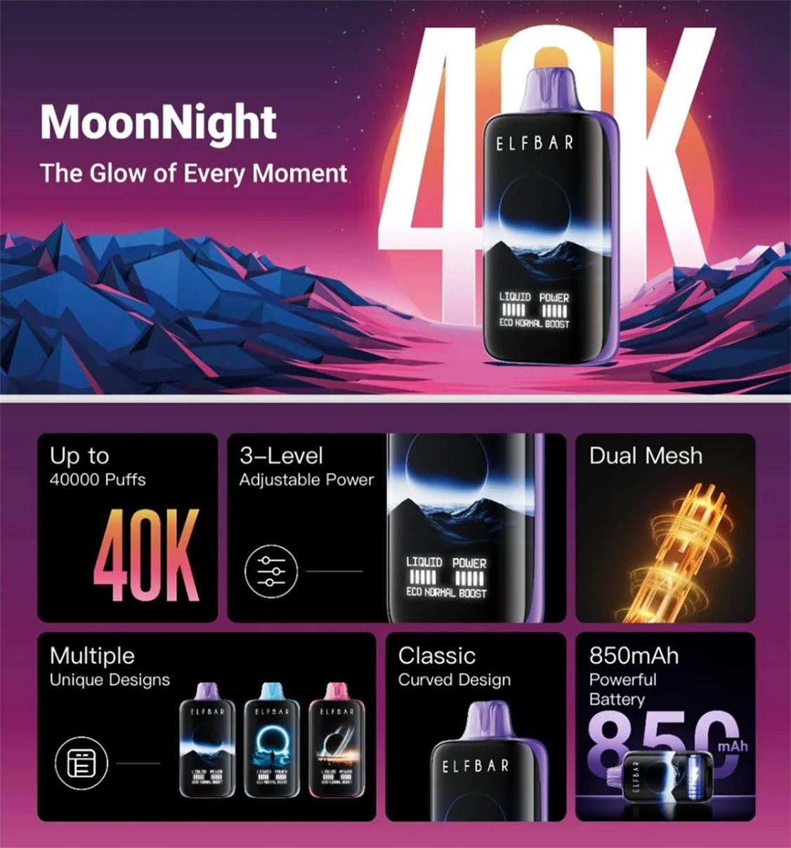 Elf Bar Moon Night 40000 Puffs Banner
