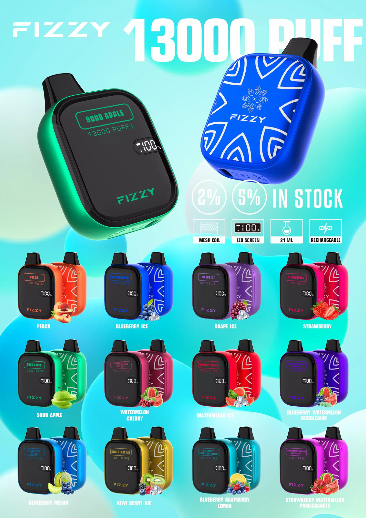 Fizzy Boom 13000 Puffs Flavors