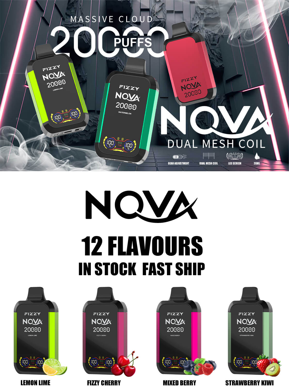 Fizzy Nova 20000 Puffs Flavors Fizzy Nova 20000 Puffs Flavors