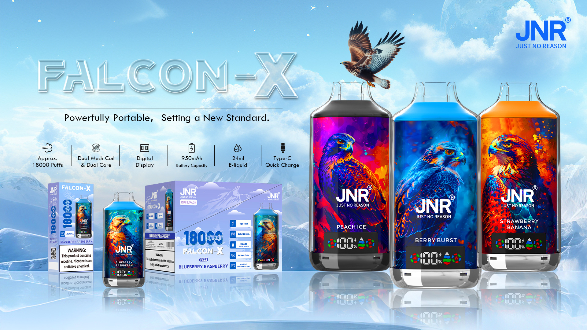 JNR Falcon-X 18000 Puffs Banner