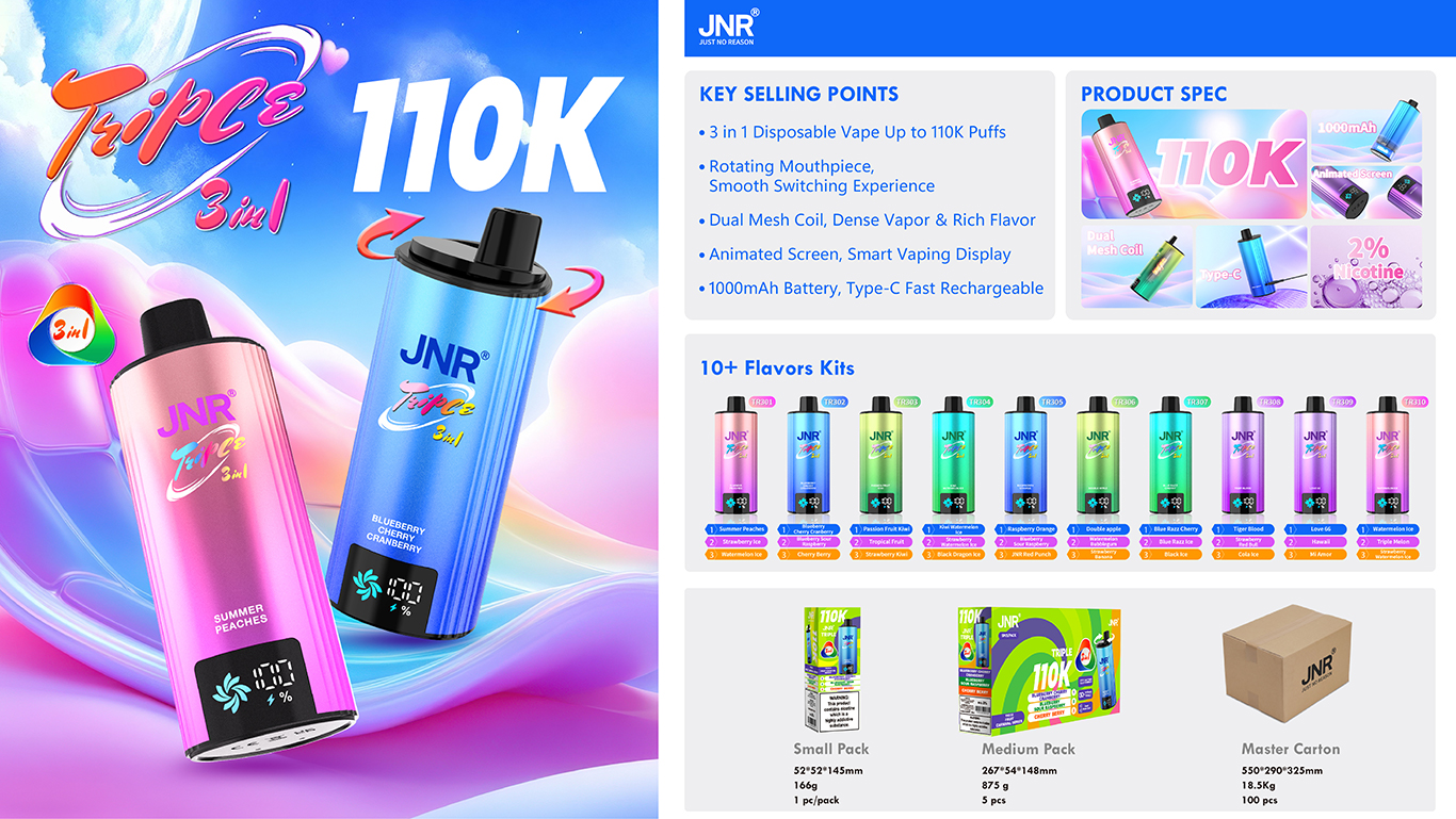 JNR Triple Flavor 3 in 1 110000 Puffs Poster