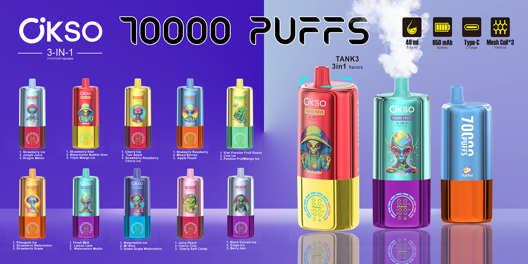 OKSO 3 in 1 70000 Puffs Banner
