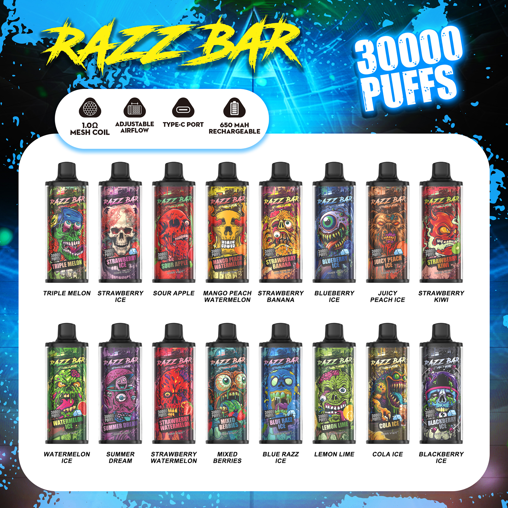 Razz Bar 30000 Puffs Flavors List Razz Bar 30000 Puffs Flavors List