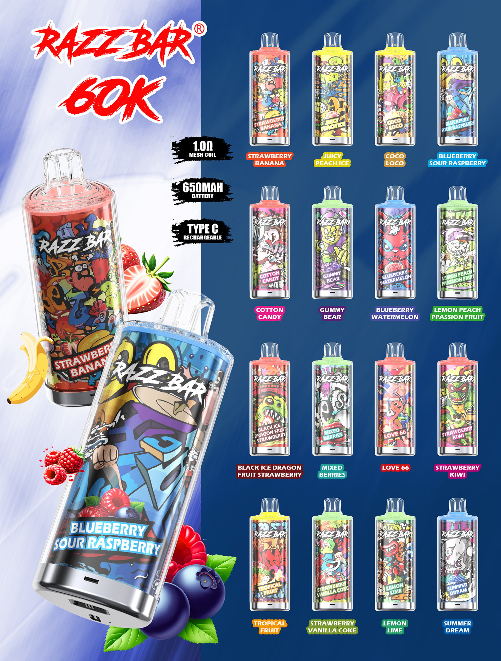 Razz Bar 60000 Puffs Banner Razz Bar 60000 Puffs Banner