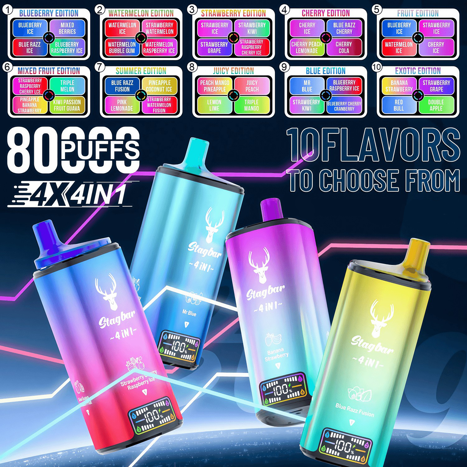 STAG BAR 4 in 1 80000 Puffs Flavors