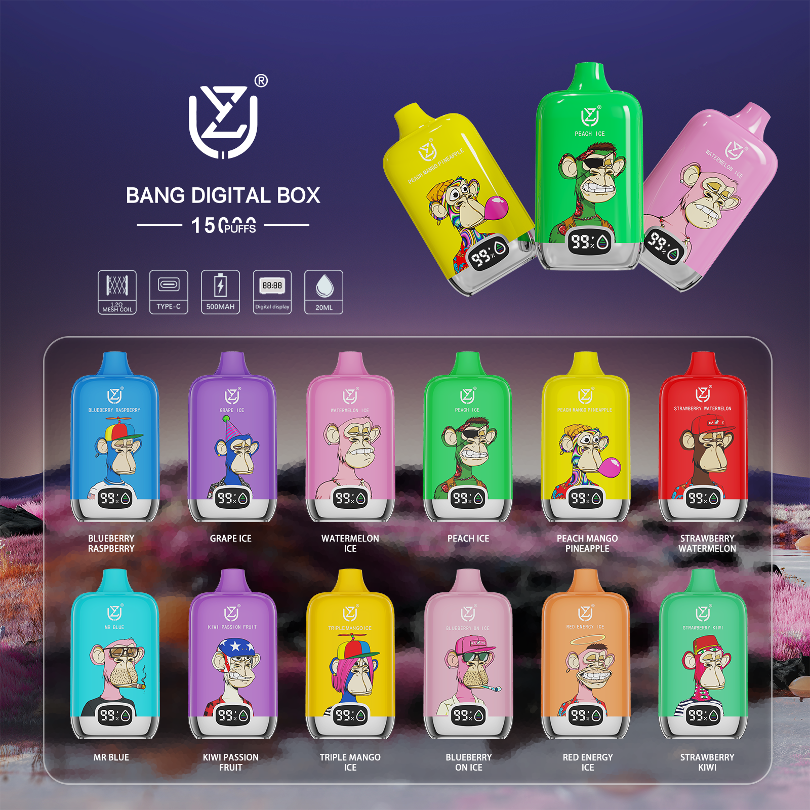 UZY Bang Digital 15000 Puffs Flavors UZY Bang Digital 15000 Puffs Flavors