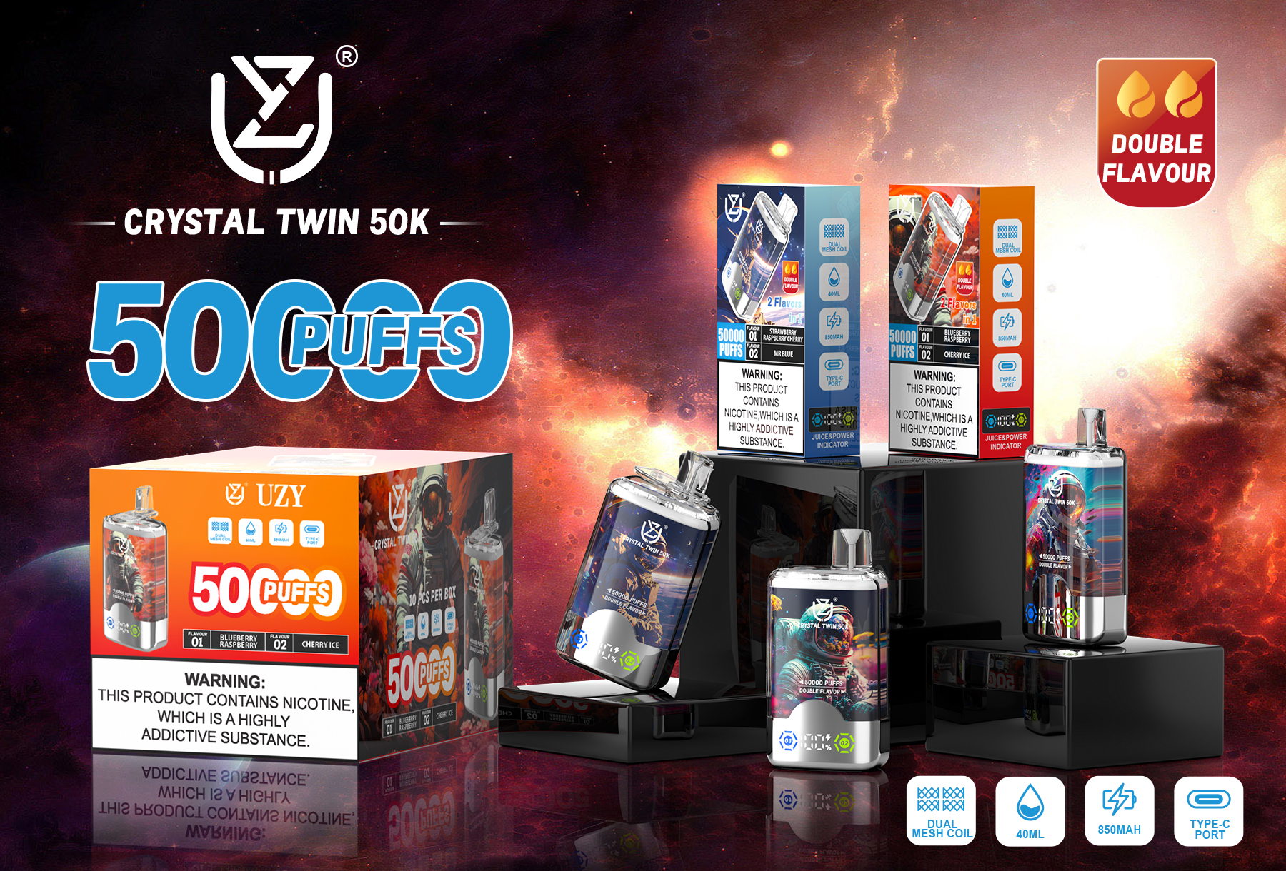 UZY Crystal Twin 50000 Puffs Banner
