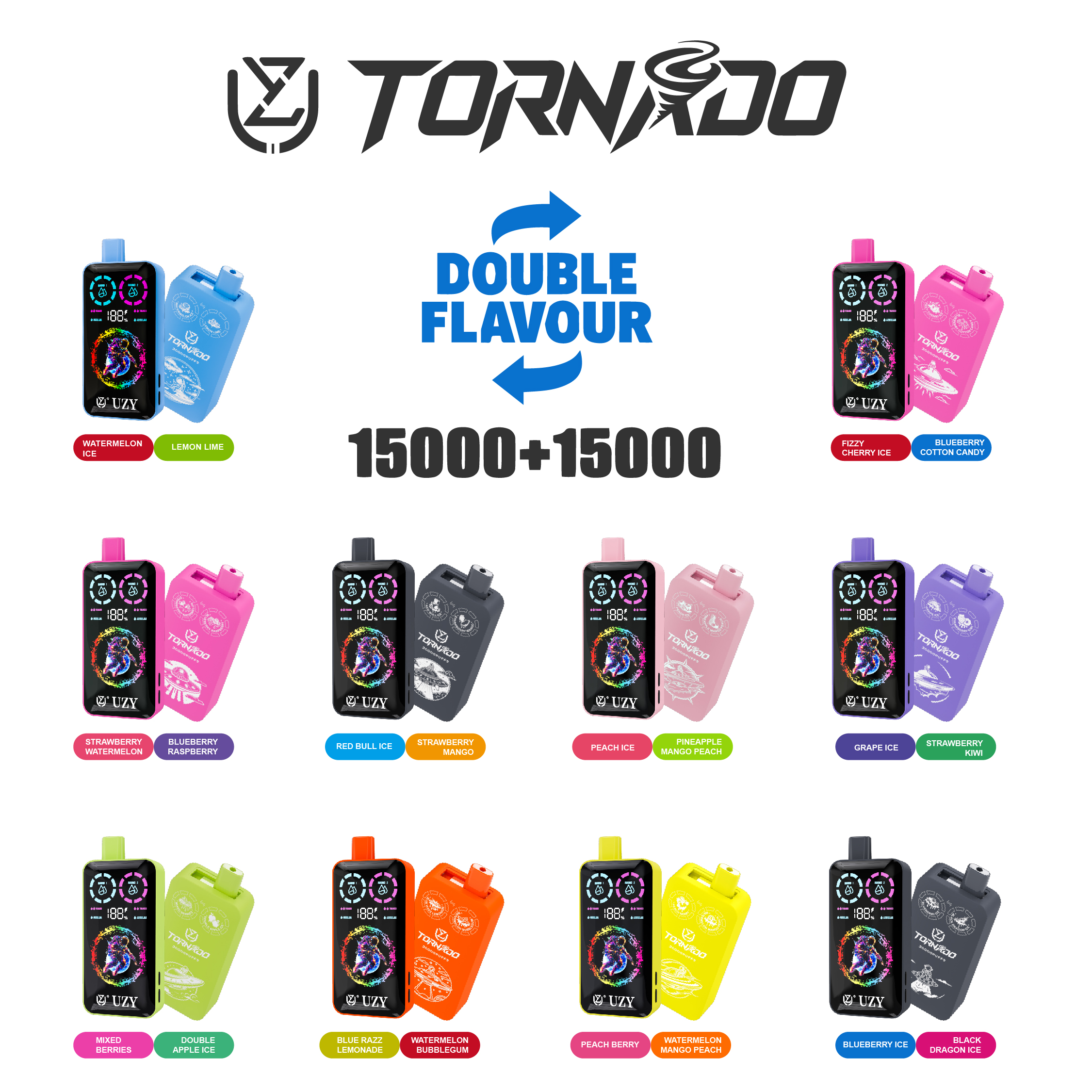 UZY TORNADO 30000 Puffs Flavors UZY TORNADO 30000 Puffs Flavors