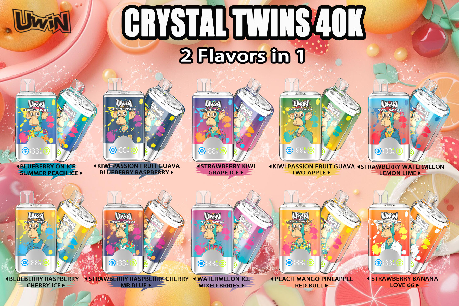 Uwin X RandM Twins Crystal 40000 Puffs Flavors