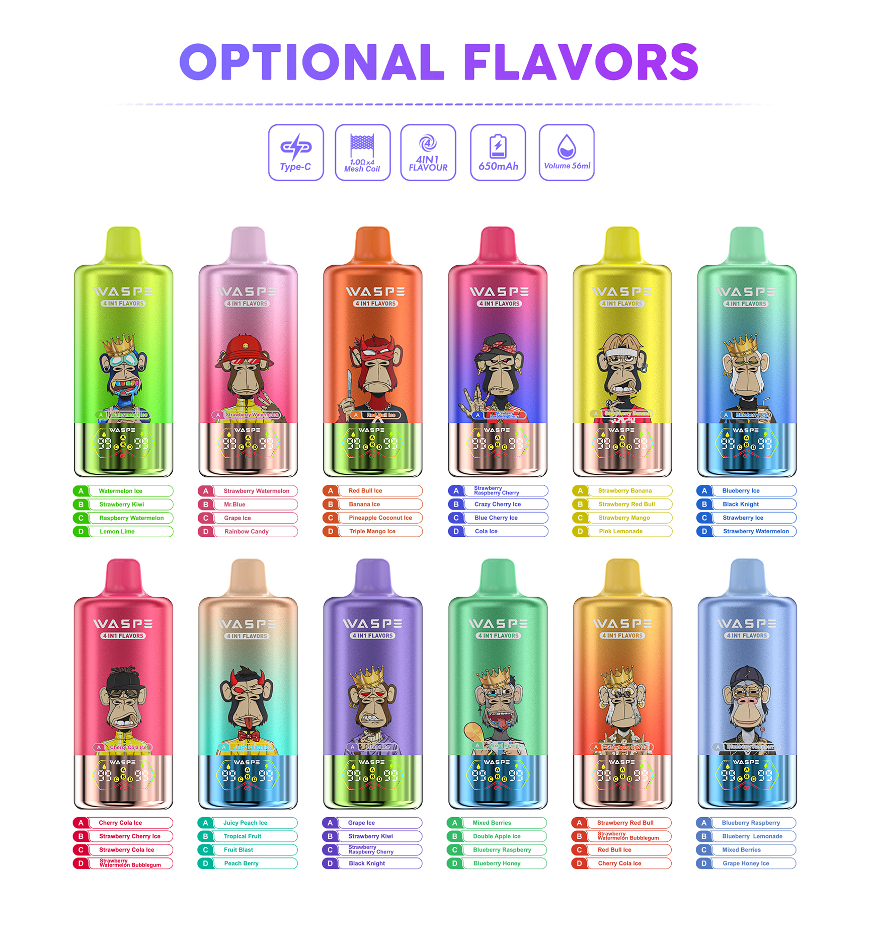 WASPE 4 in 1 100000 Puffs Flavors