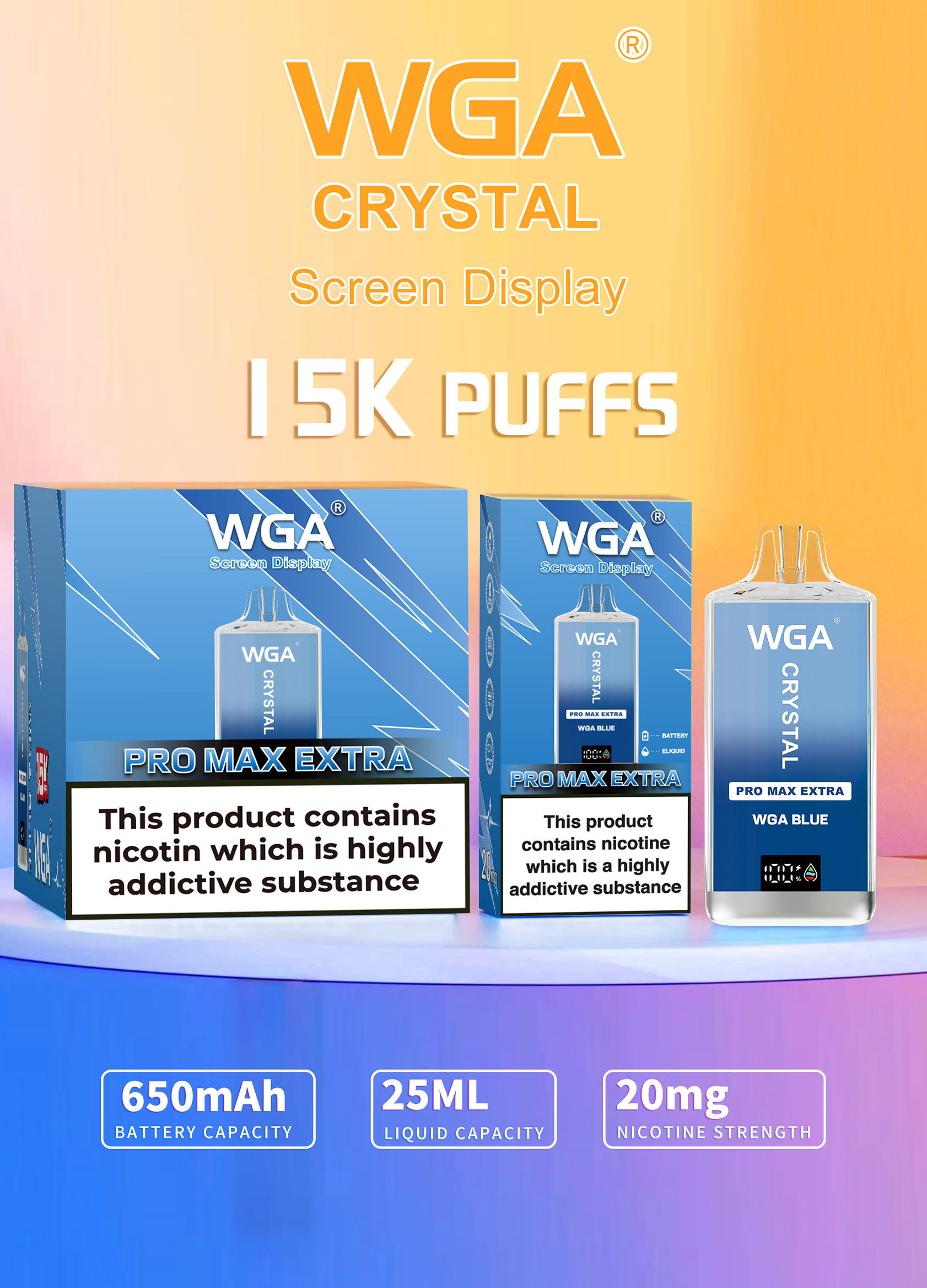WGA Crystal Pro Max Extra 15000 Puffs Banner