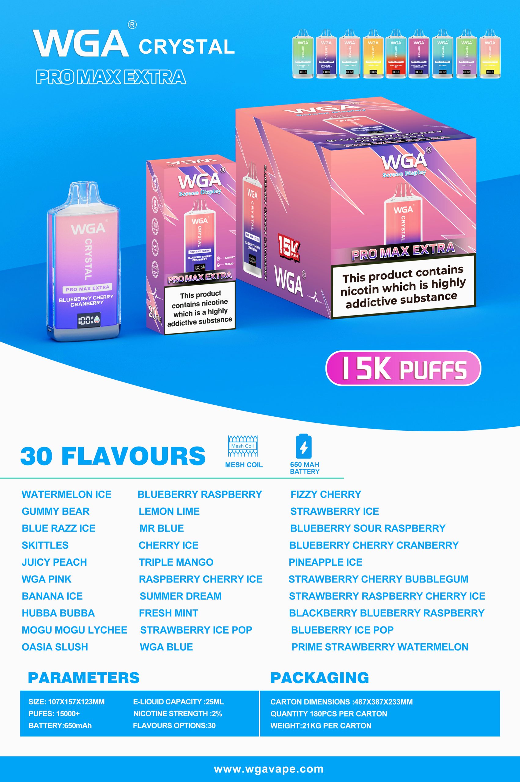WGA Crystal Pro Max Extra 15000 Puffs Poster WGA Crystal Pro Max Extra 15000 Puffs Poster