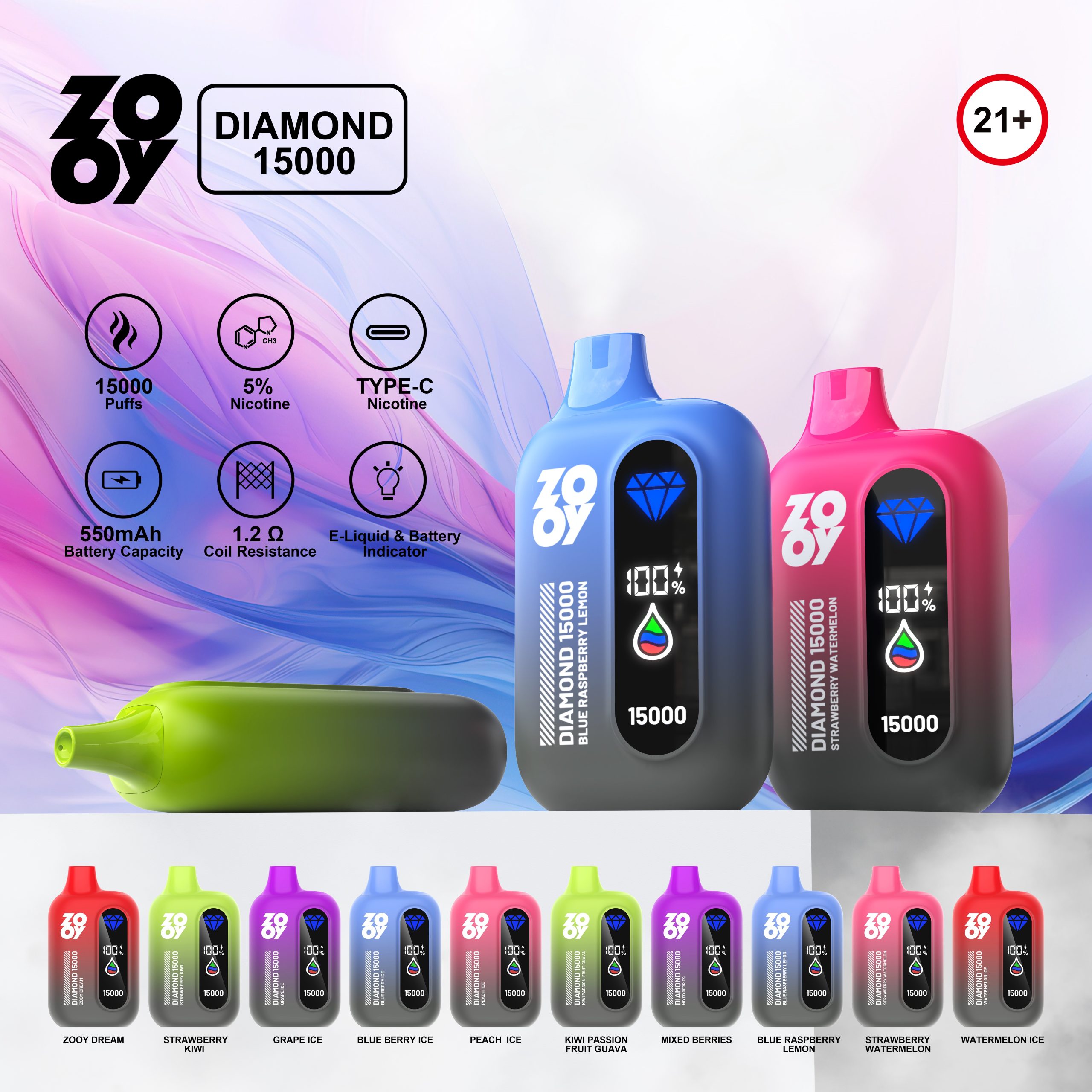 Zooy Diamond 15000 Puffs Flavors
