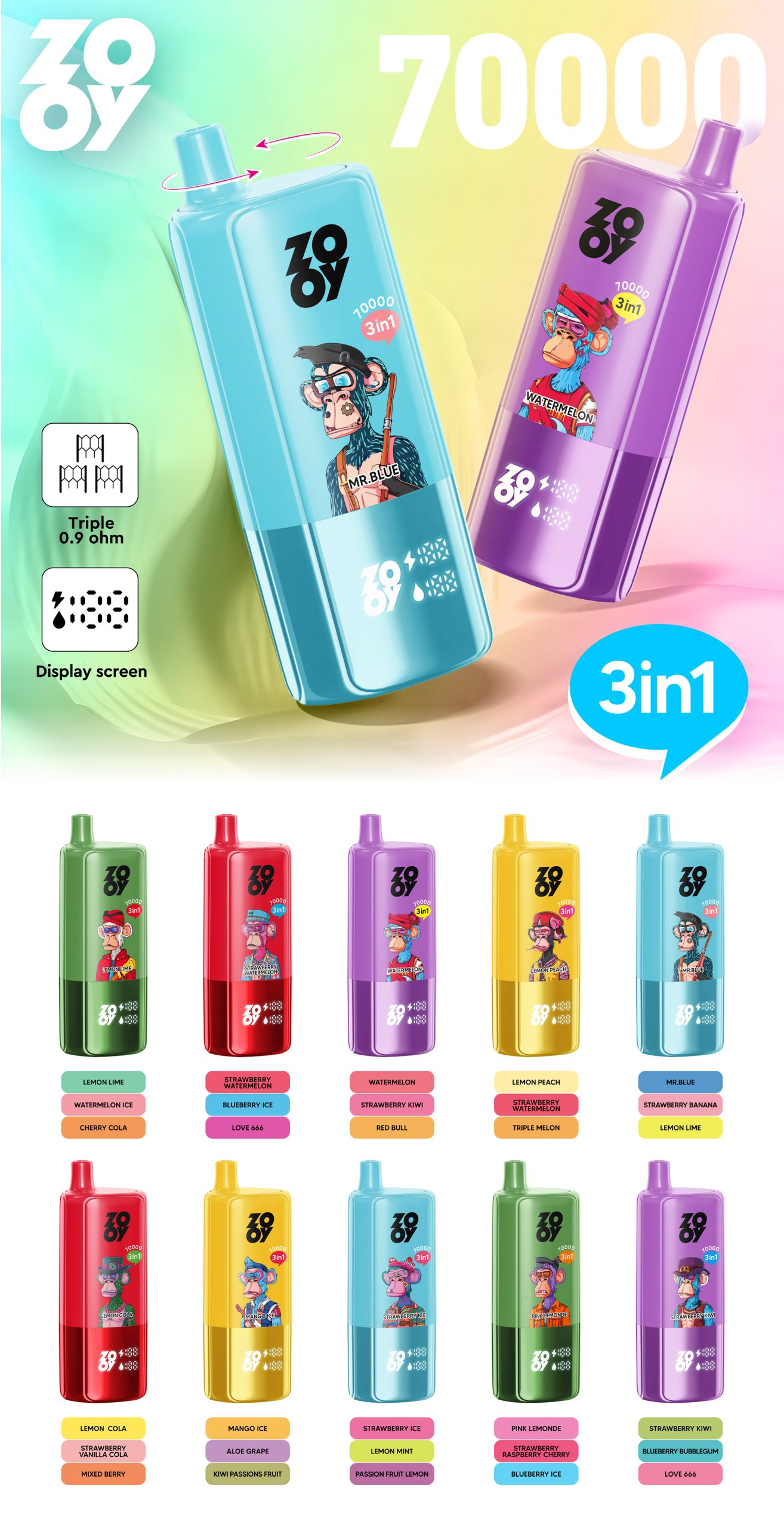 Zooy Triple 70000 Puffs Flavors