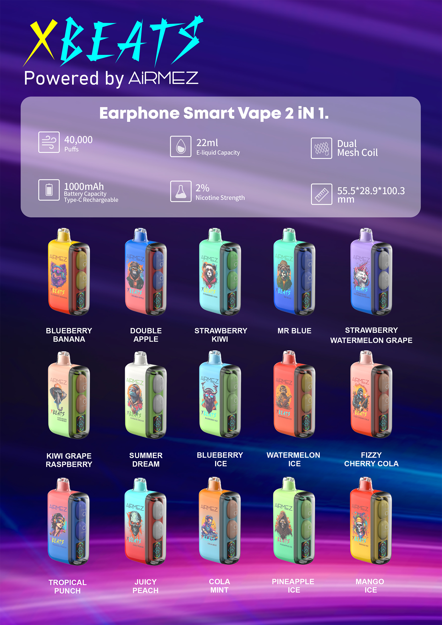 Airmez Xbeats 40000 Puffs Flavors