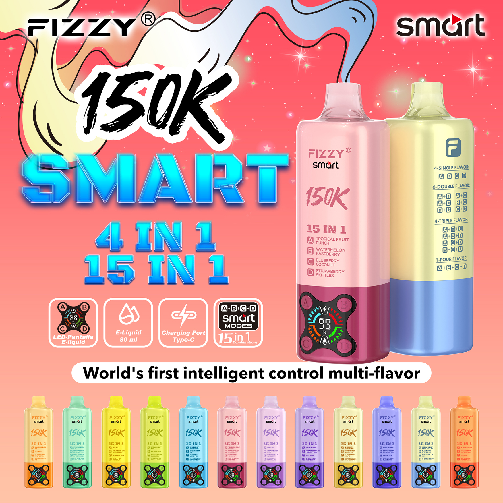 Fizzy Smart 150000 Puffs Flavors