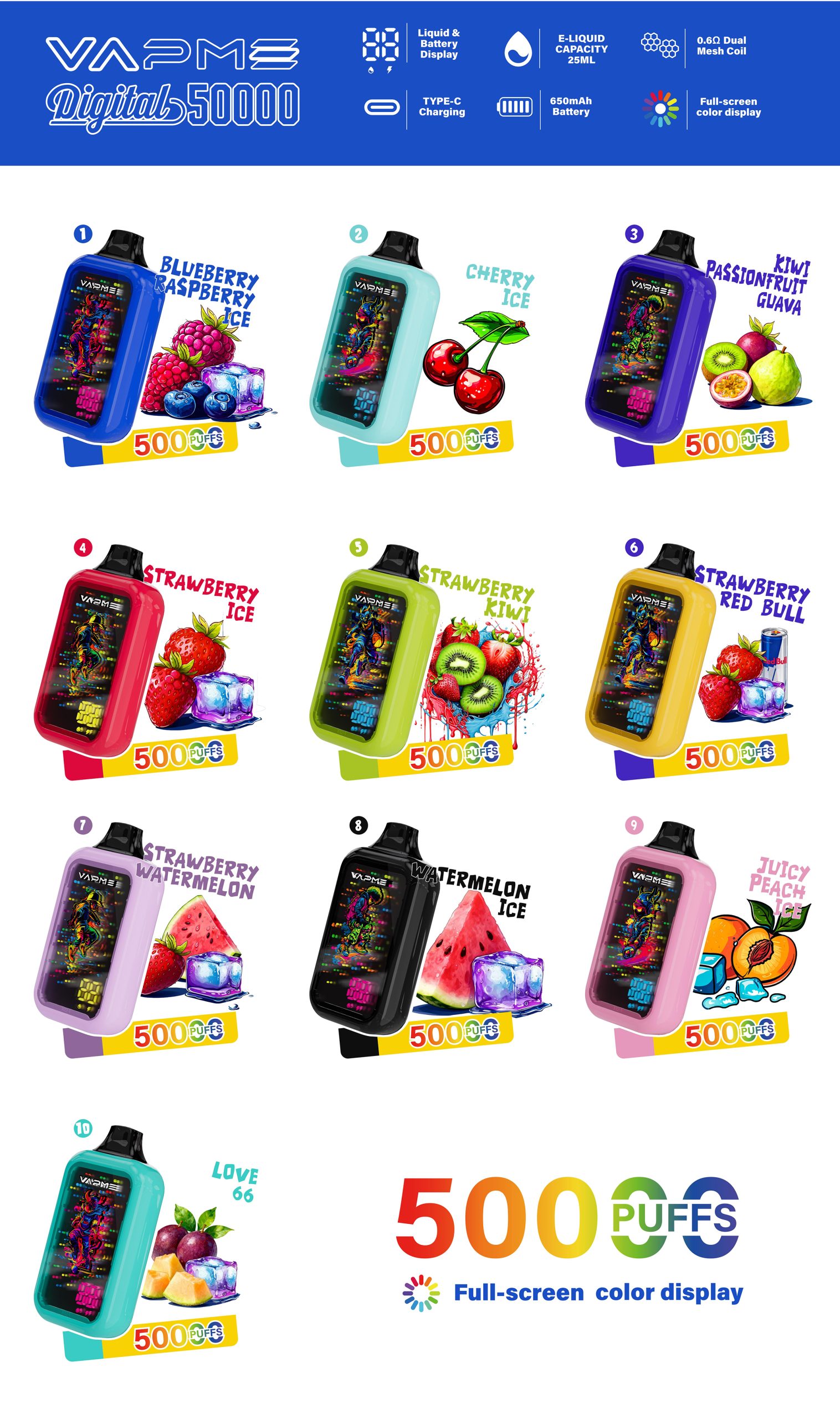 Vapme Digital 50000 Puffs Vape Pen Flavors Vapme Digital 50000 Puffs Vape Pen Flavors