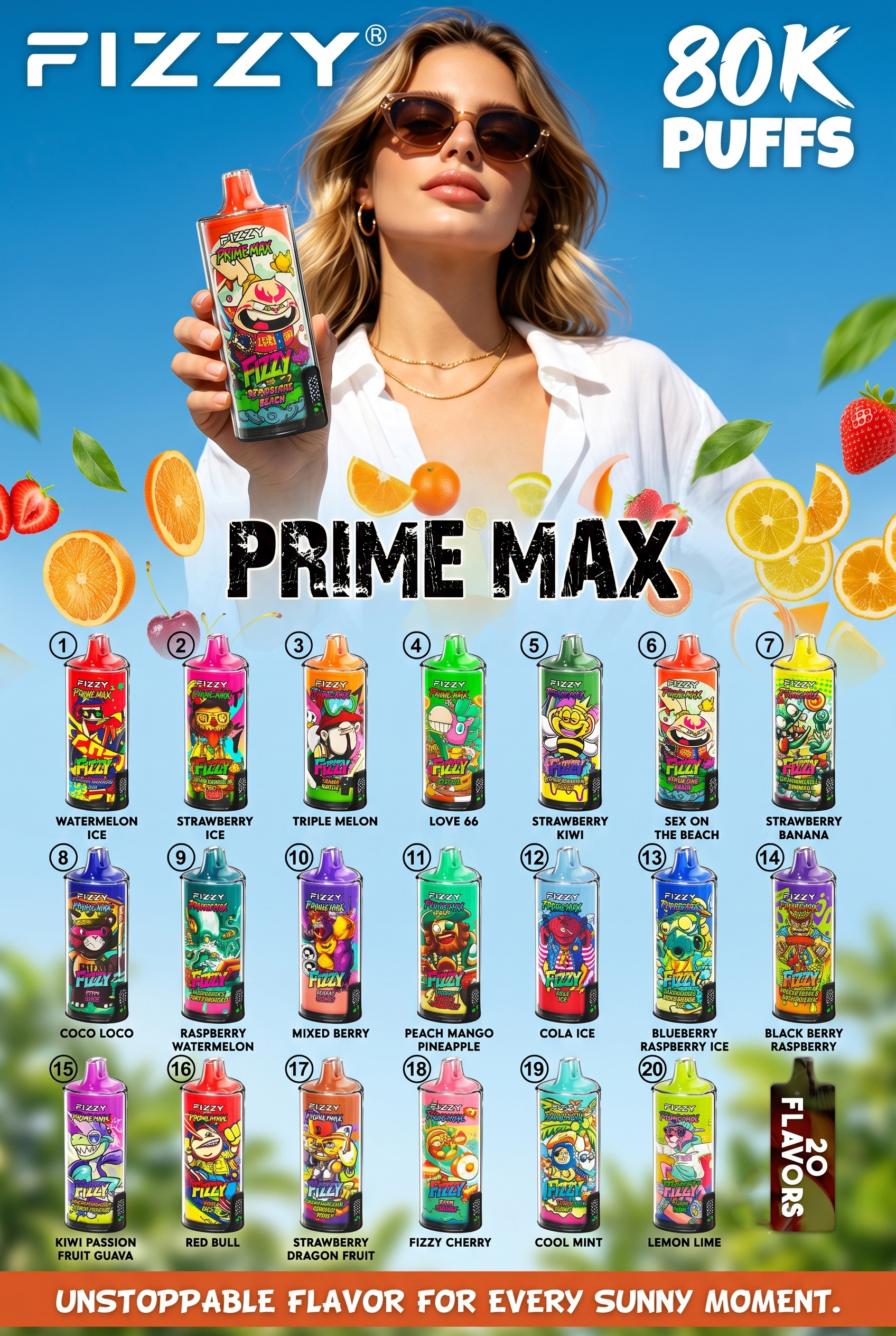Fizzy Prime Max 80K Puffs Flavor Poster Fizzy Prime Max 80K Puffs Flavor Poster