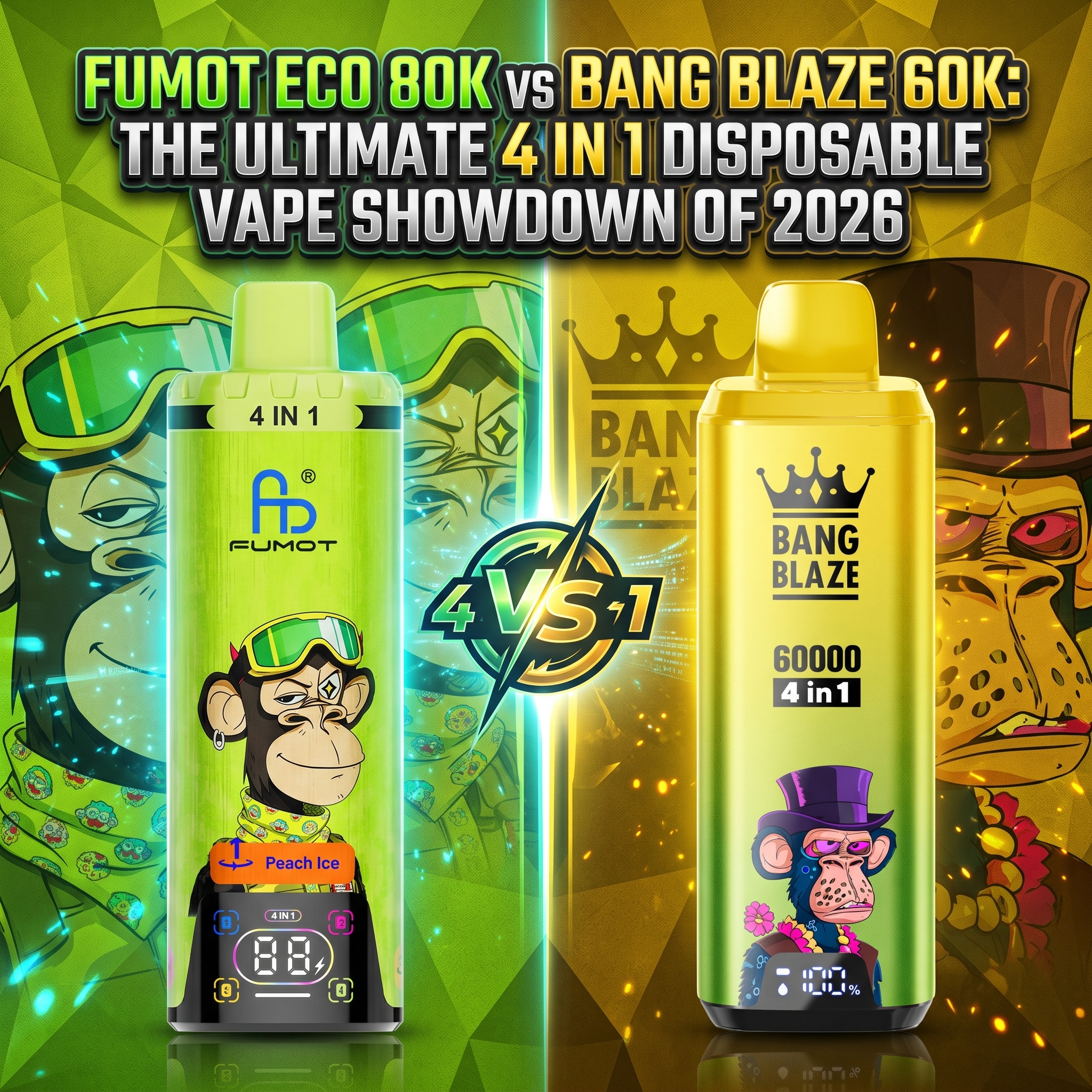 4-in-1 Vape Comparison Fumot ECO 80K vs Bang Blaze 60000